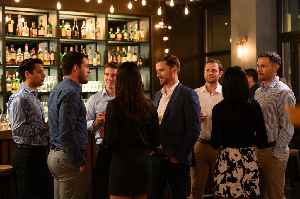 Anthea community members at a happy hour