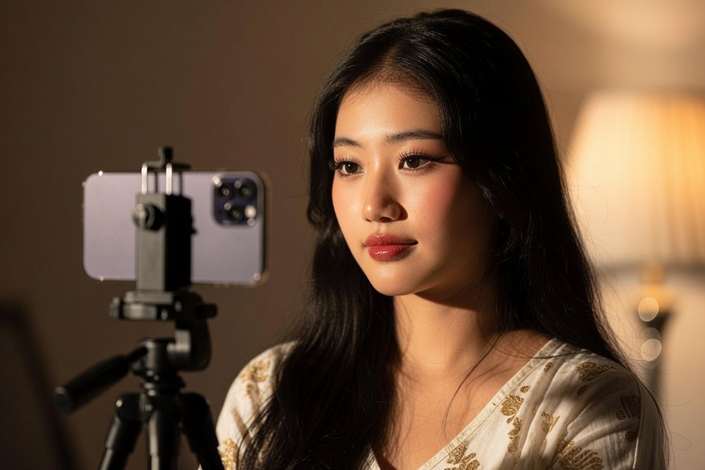 An Anthea creator filming social content