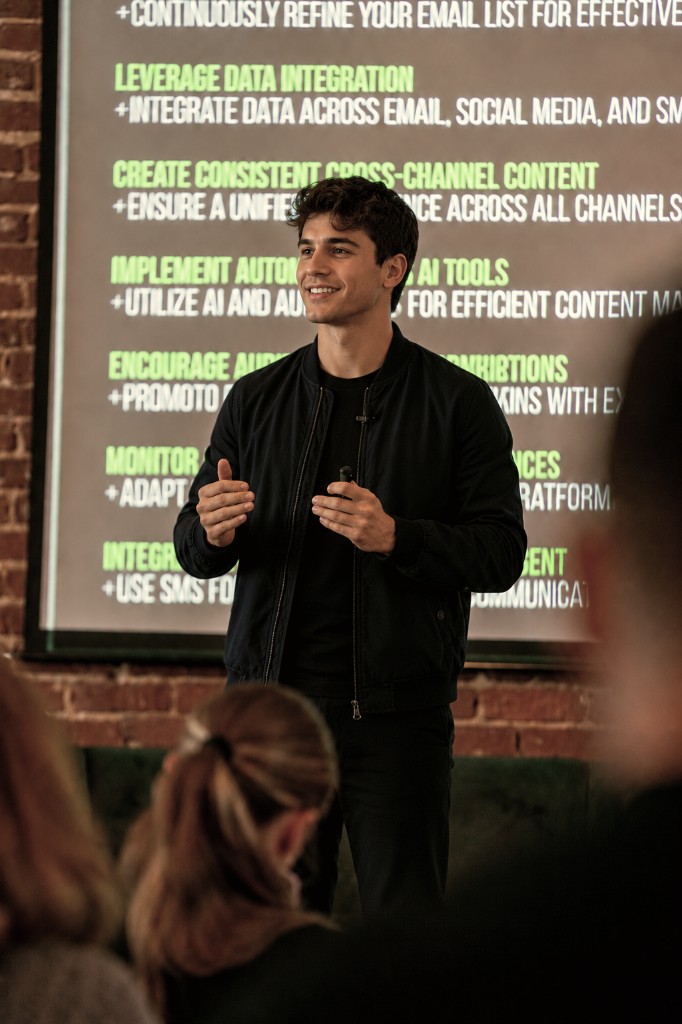 An Anthea member presenting to an audience